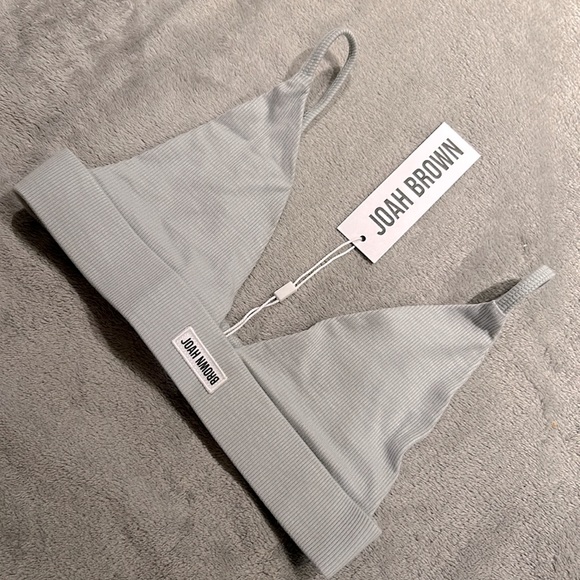 ♡BNWT RETIRED Joah Brown™ ☆Triangle Logo Bralette☆ in Steel Flex-Rib♡ XS/S♡ - Picture 4 of 6